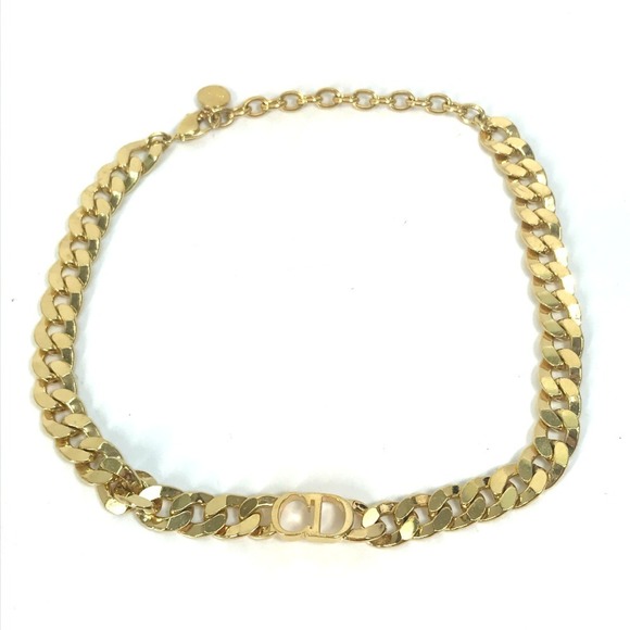 Christian Dior Danseuse Etoile Choker Chain Necklace Metal Men's Gold - Picture 1 of 8